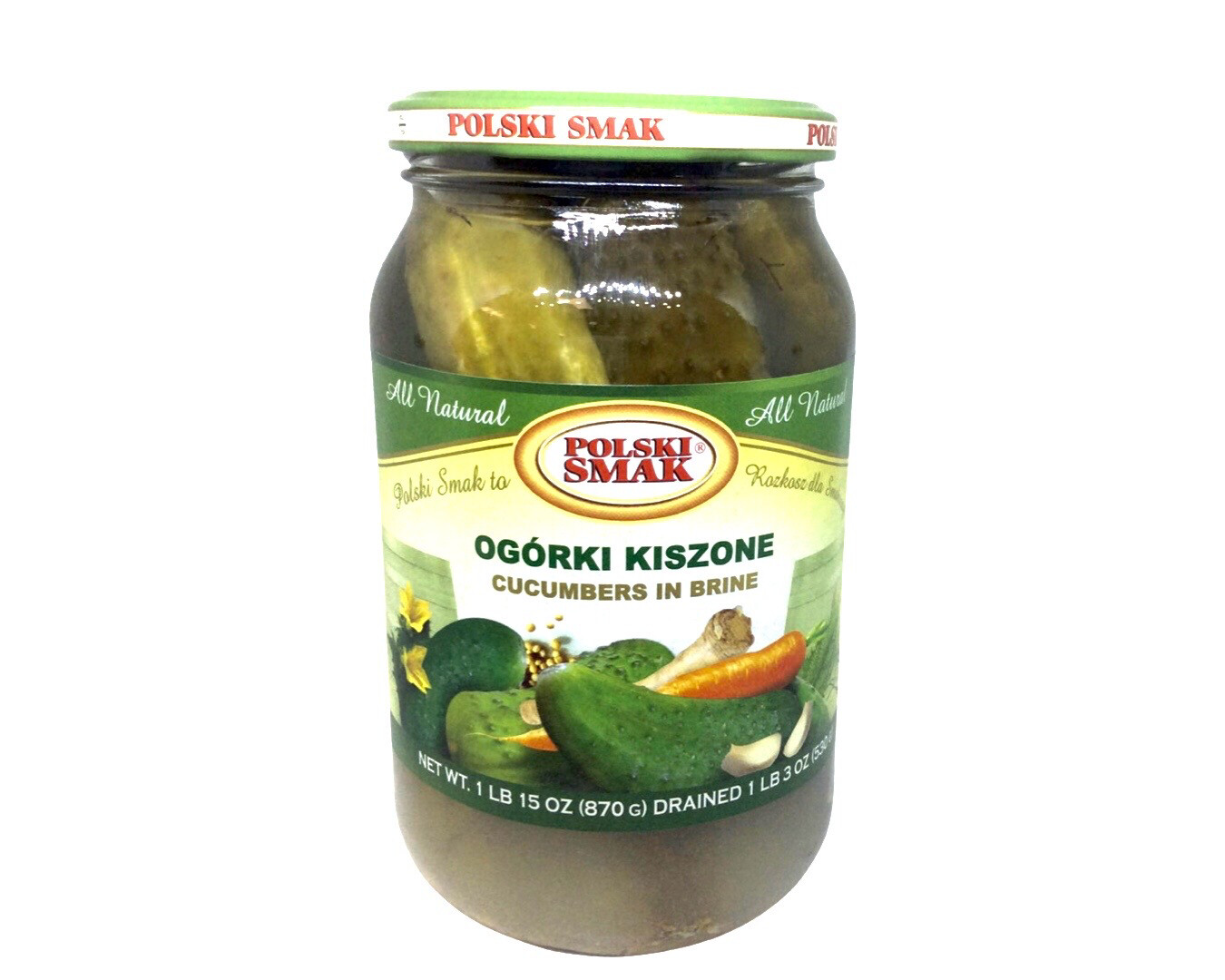 Cucumber in Brine / Ogòrki kiszone 870g “POLSKI SMAK”