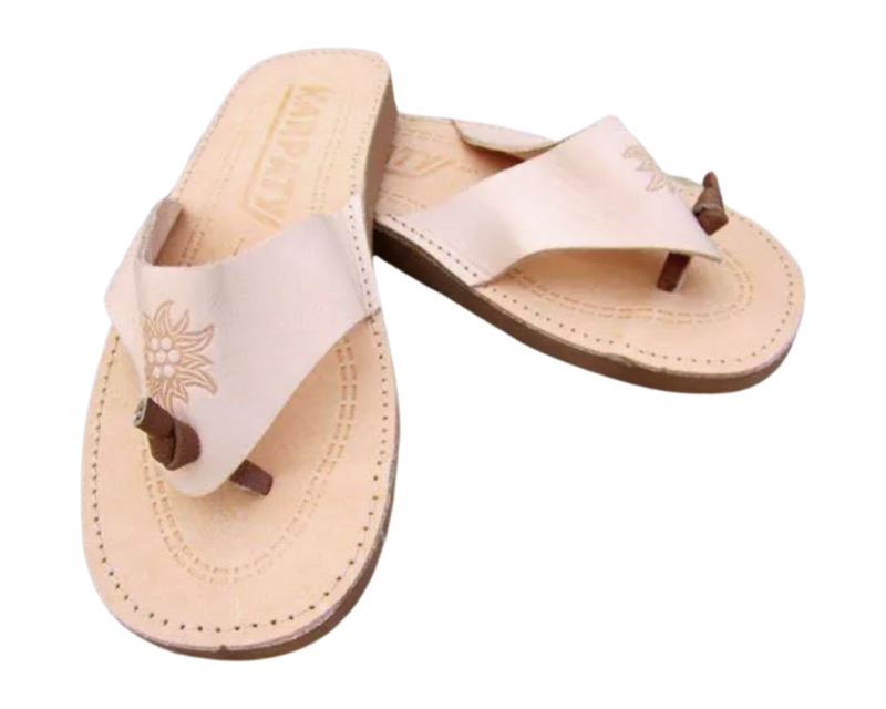 SIZE 10 US 100% NATURAL CALF LEATHER Flip Flops/ Slippers “Karpaty”