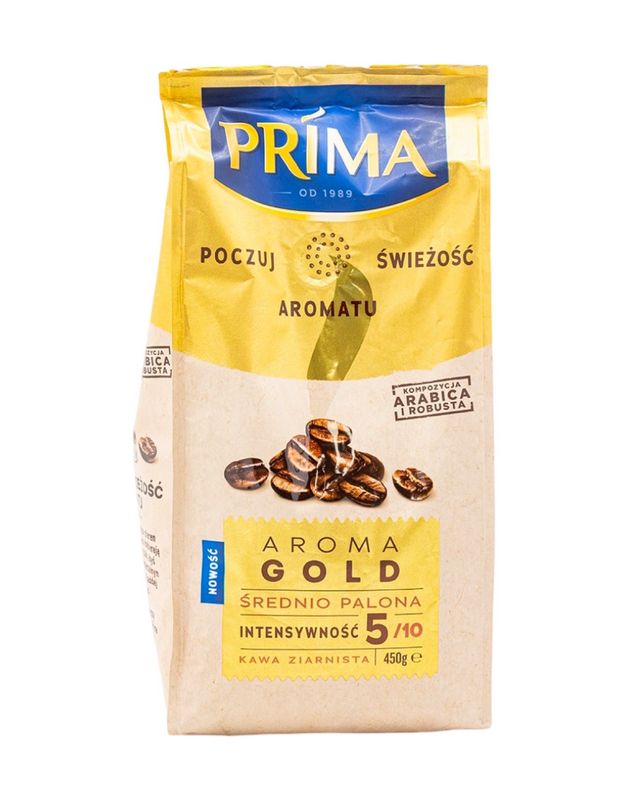 PRIMA GOLD Kawa ziarnista srednio palona 450g/   Nautral roasted coffee beans