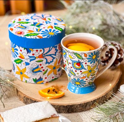 &#39;Helenka&#39; mug in a decorative box 280 ml - Kashubian pattern