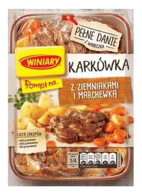 POMYSŁ NA Karkowka z Ziemniakami i Marchewka „Winiary” 32g./ Juicy pork neck w/potatoes &amp; carrots