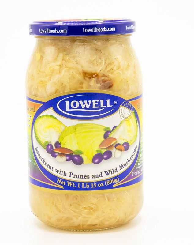 Sauerkraut w/ Prunes &amp; Wild Mushrooms 890g &#39;&#39;LOWELL&#39;&#39;/ Kapusta ze sliwkami i grzybami