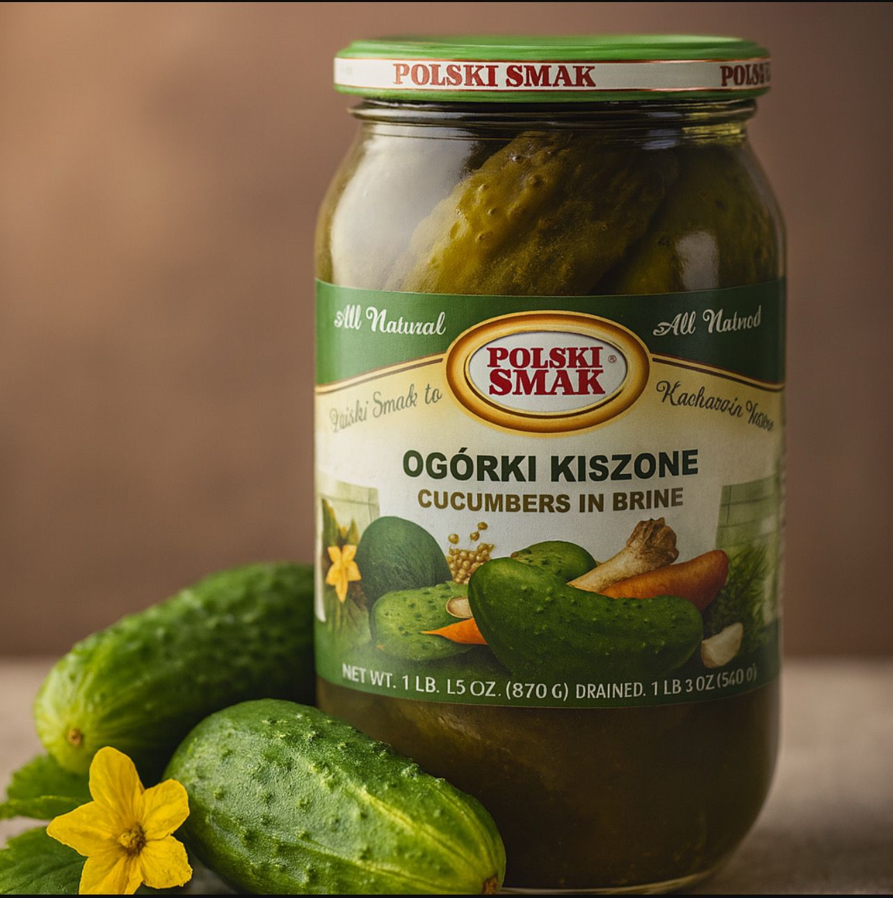 Cucumber in Brine/ Ogorki Kiszone „POLSKI SMAK” 870g