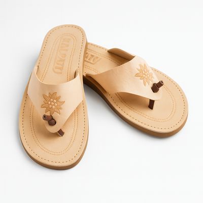 SIZE 10 US 100% NATURAL CALF LEATHER Flip Flops/ Slippers “Karpaty”