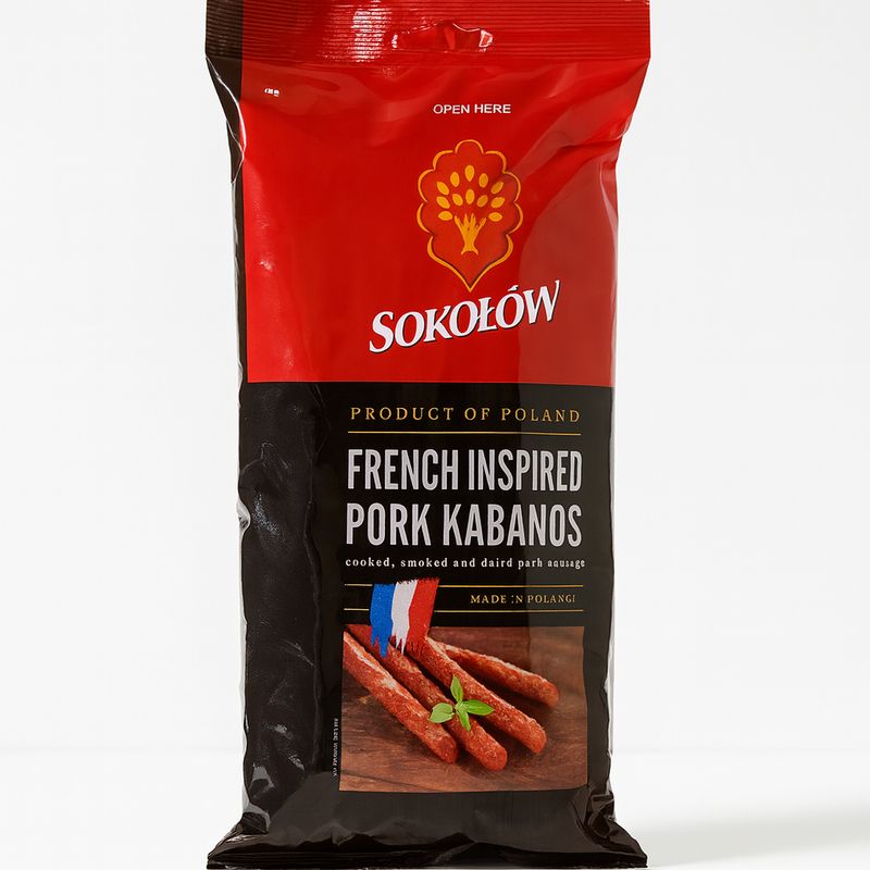 Big XL Bag Pork Kabanos/ Kabanosy Francuskie “Sokolow” 360g. Duza Paczka