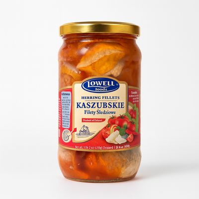 Herring Fillets w Tomatoes&amp;Onion 650g Sledzie po Kaszubsku “Lowell”