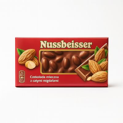 Nussbeisser Milk Chocolate w/ whole almonds 100g.