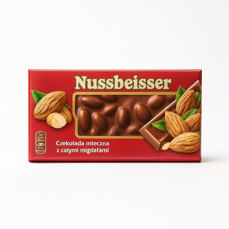 Nussbeisser Milk Chocolate w/ whole almonds 100g.