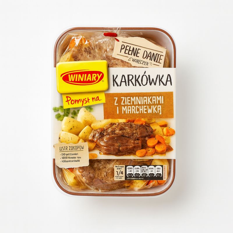 POMYSŁ NA Karkowka z Ziemniakami i Marchewka „Winiary” 32g./ Juicy pork neck w/potatoes &amp; carrots