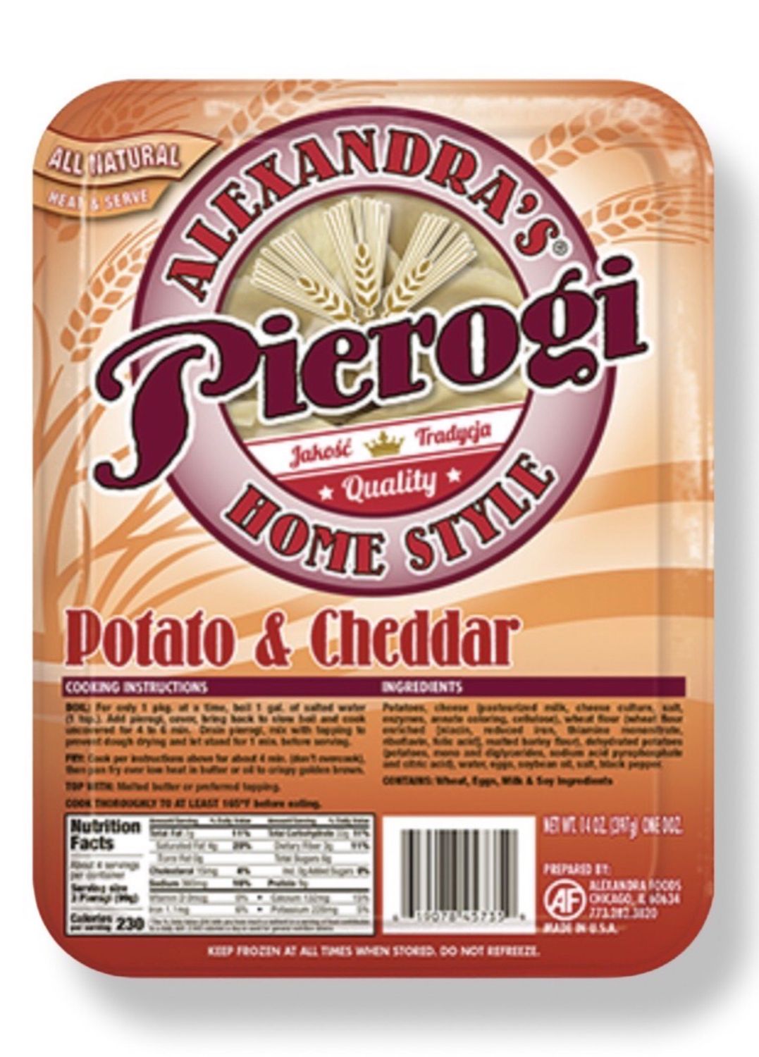 Potato &amp; Cheddar Cheese Pierogi/ Pierogi z Serem Cheddar 12pcs.