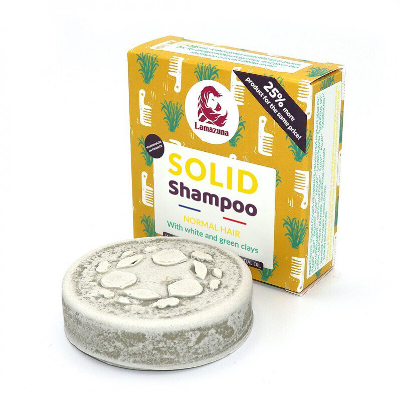 Festes Shampoo mit Öl und grüner und weisser Tonerde für normales Haar - Lamazuna 70ml