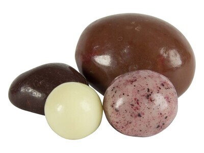 Trio di mirtilli, lamponi e fragola in cioccolato bio & fair trade