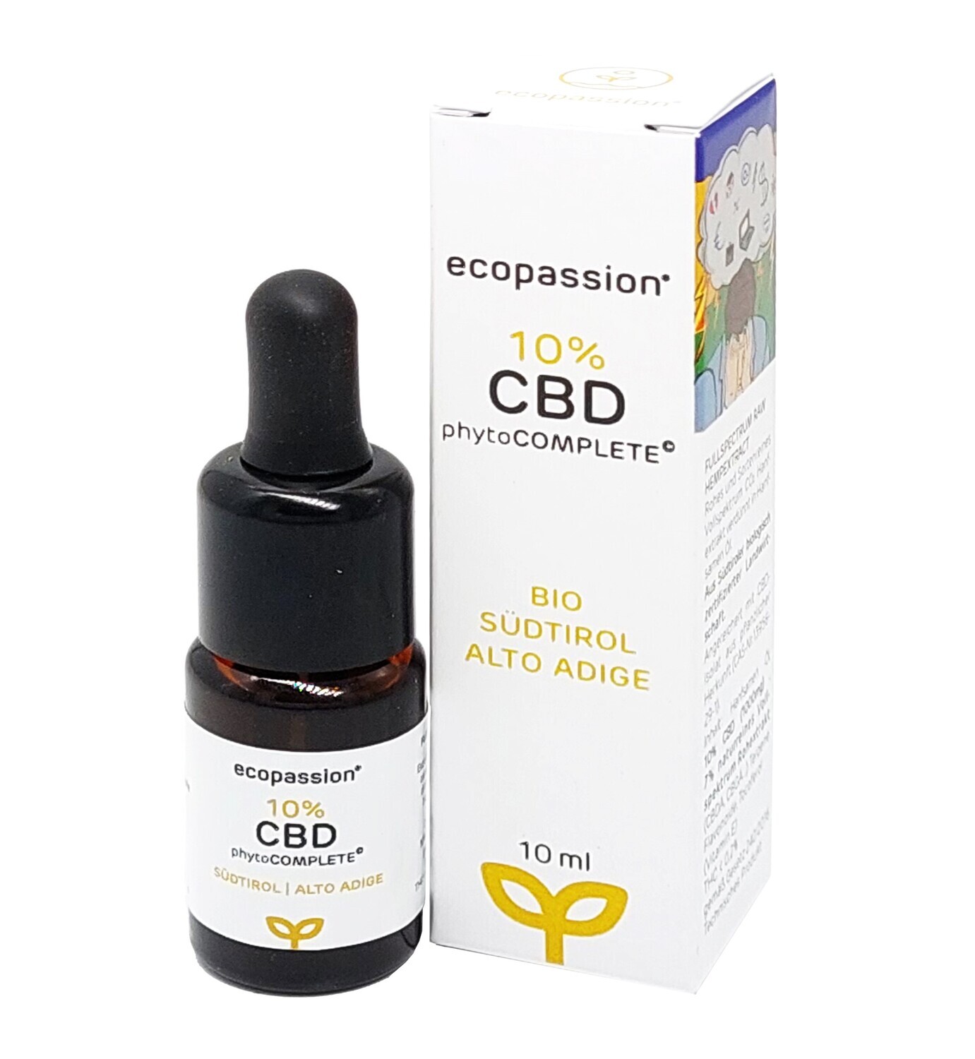 CBD phyto COMPLETE 10% CBD (1000mg CBD) + 7% estratto
grezzo fullspectrum - aus Südtirol 10 ml Hanftropfen