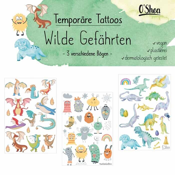 Temporäre Tatoos mit natürlichen Farben für Kinder