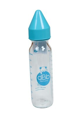 Babyflasche türkisfarben aus Glas 240ml mit Silikonsauger