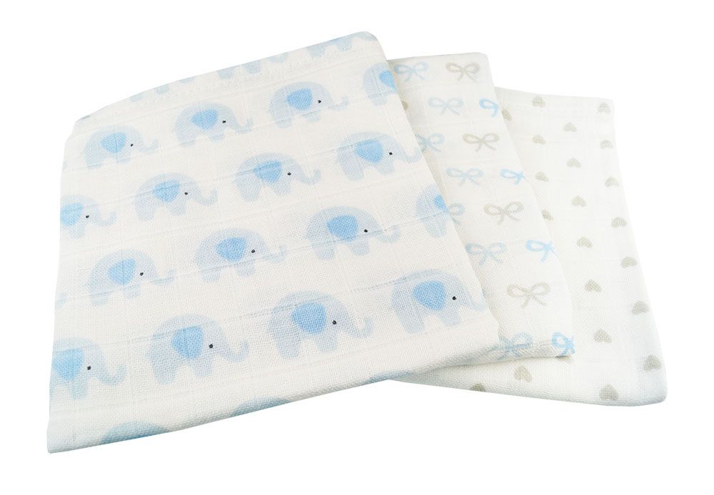 Mull Windel Bio Baumwolle 3-er Set Blümchen
