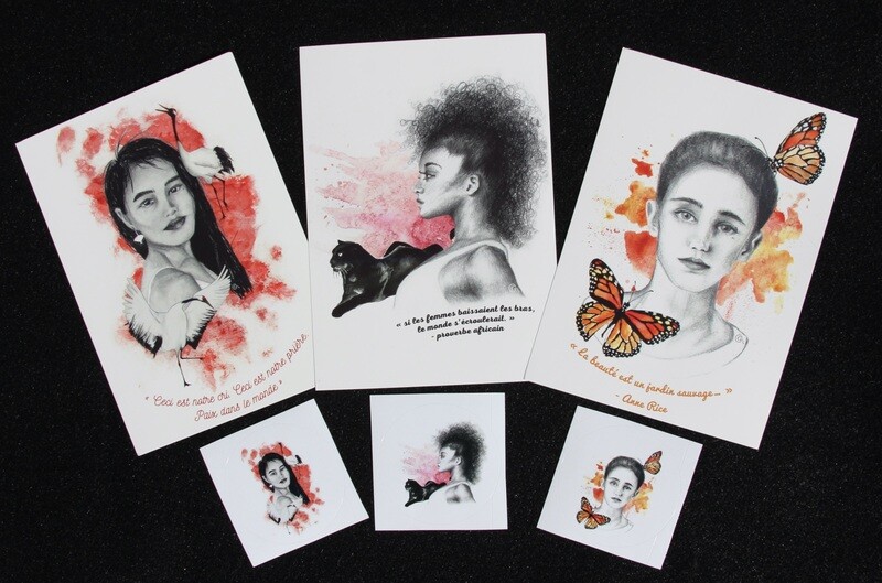 Ensemble de 3 cartes + 3 autocollants