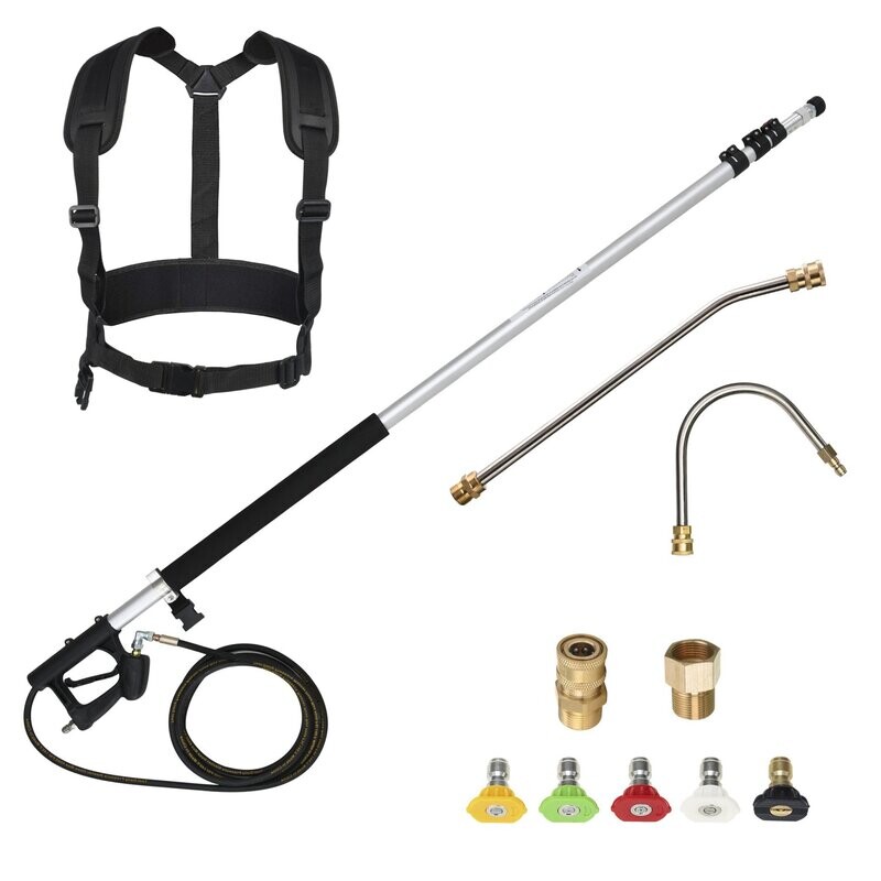 ​Star Pro Pressure 24 feet Fiber Glass 4 Sections Telescoping Wand with Belt