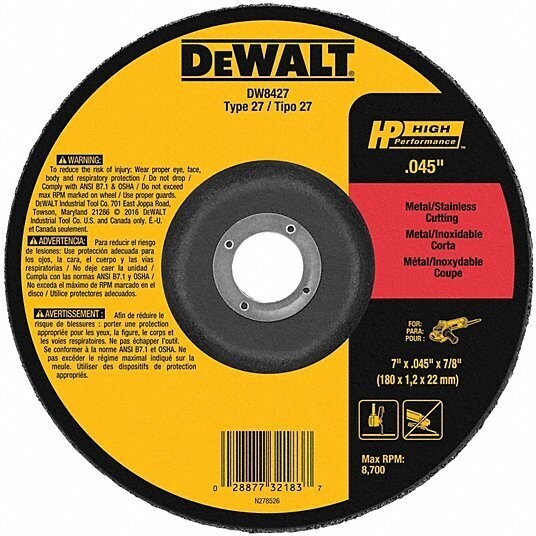Dewalt .045" Metal Cutting Disk