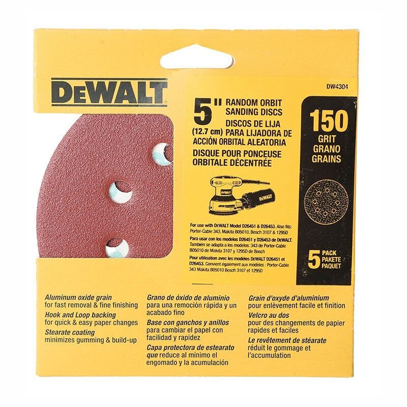 Dewalt 5" Random Orbit Sanding Discs