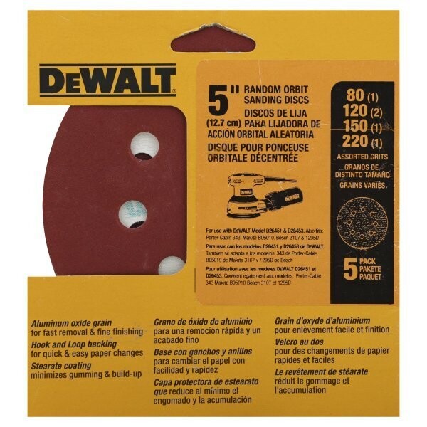 Dewalt 5" Orbit Sanding Discs (80,120,150,220)