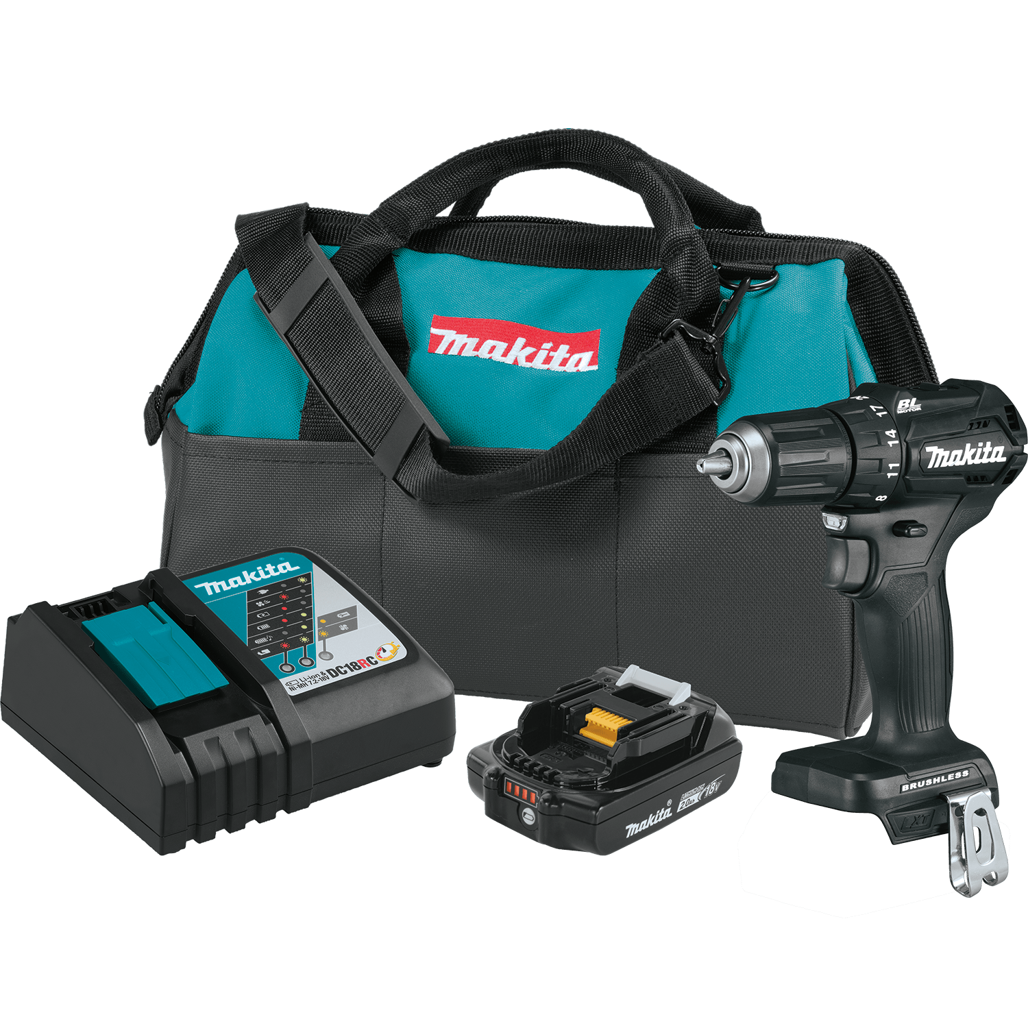 Makita 18V LXT® Lithium‑Ion Sub‑Compact Brushless Cordless 1/2" Driver‑Drill Kit (2.0Ah)