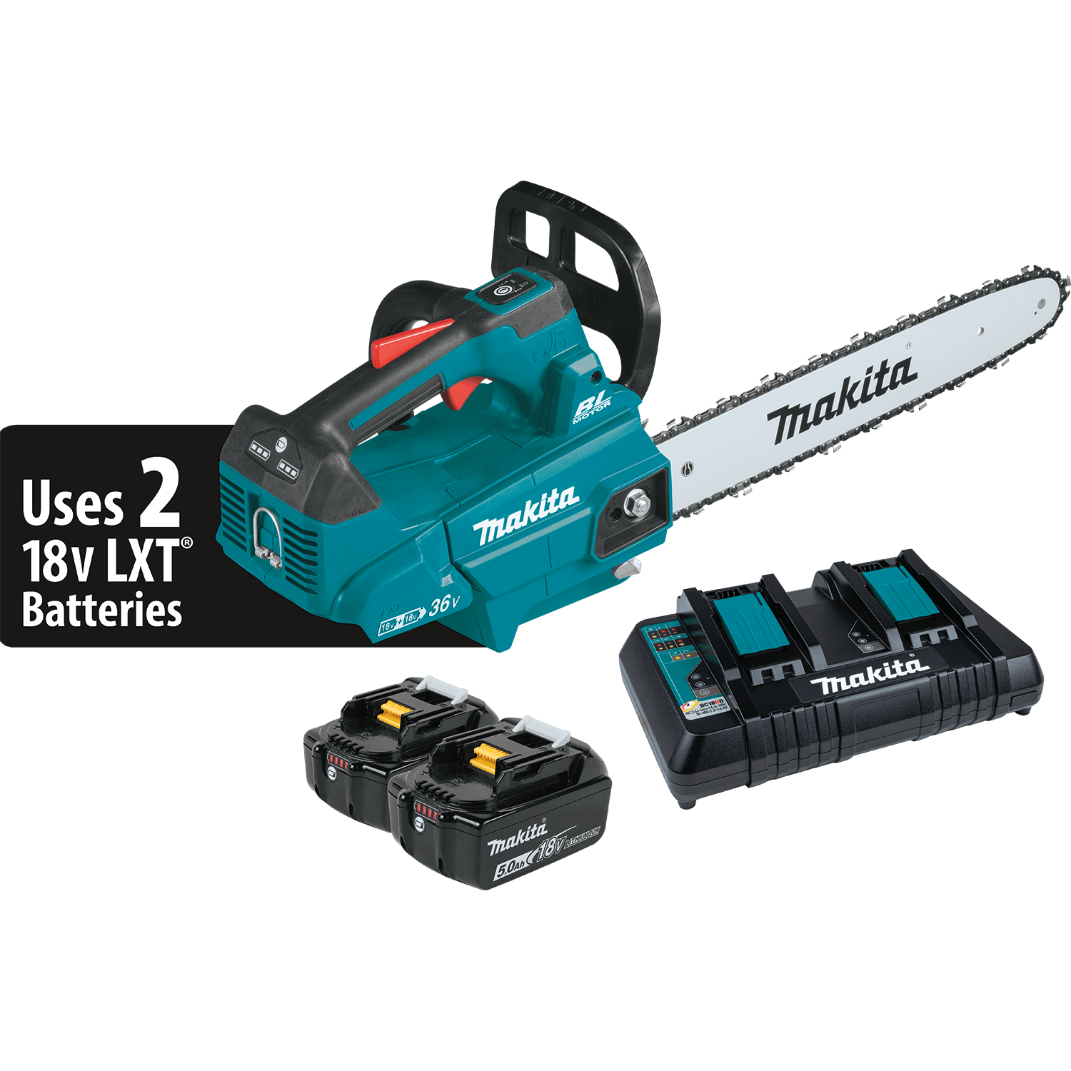 Makita 36V (18V X2) LXT® Brushless 16" Top Handle Chain Saw Kit (5.0Ah)
