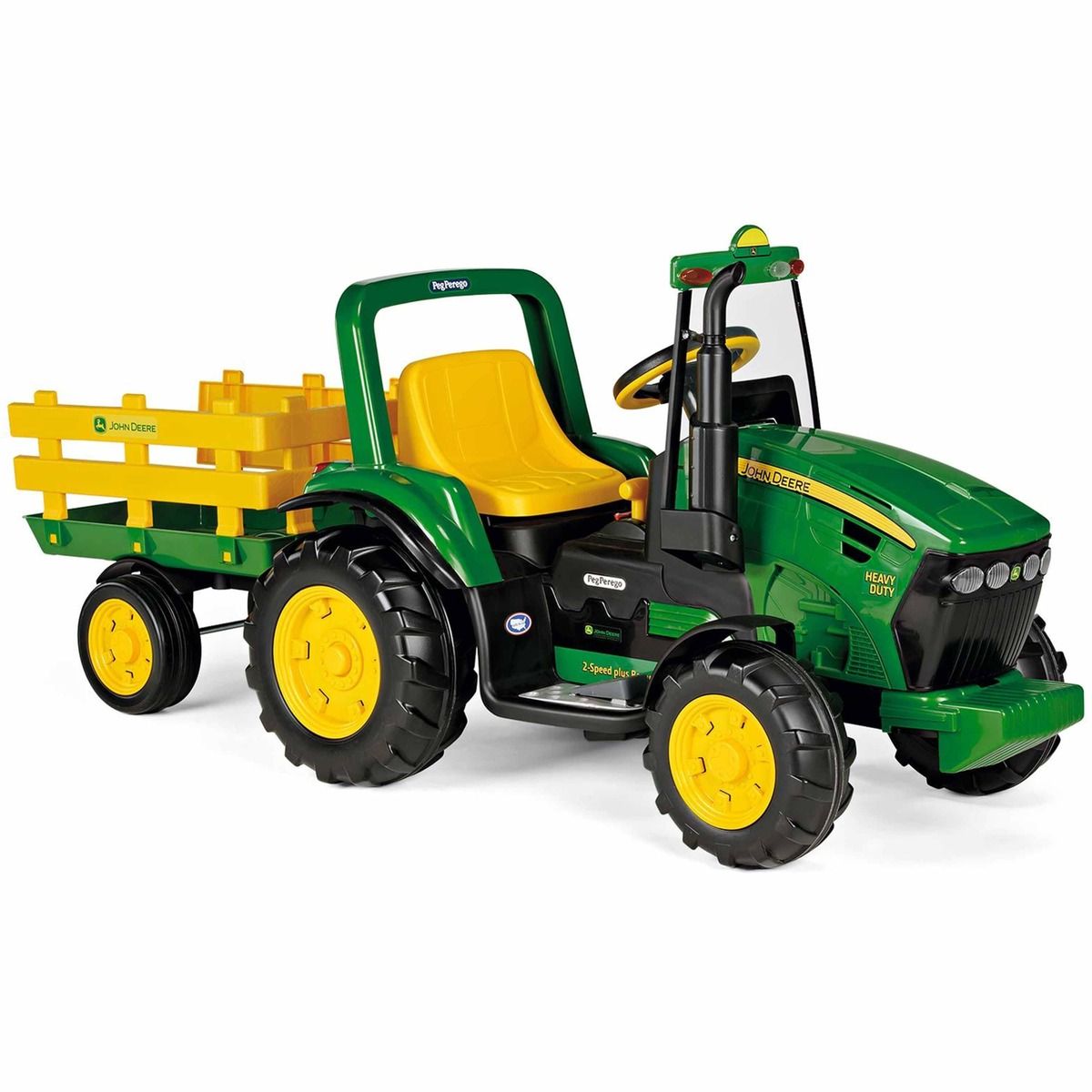 BATTERY OPERATED JOHN DEERE HEAVY DUTY TRACTOR W/WAGON