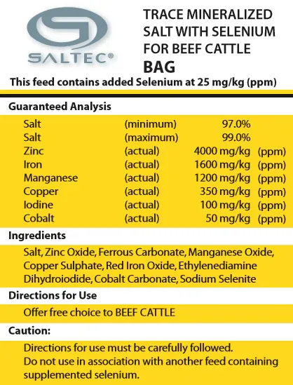 Trace Mineral 25 Selenium Bagged Salt 25KG