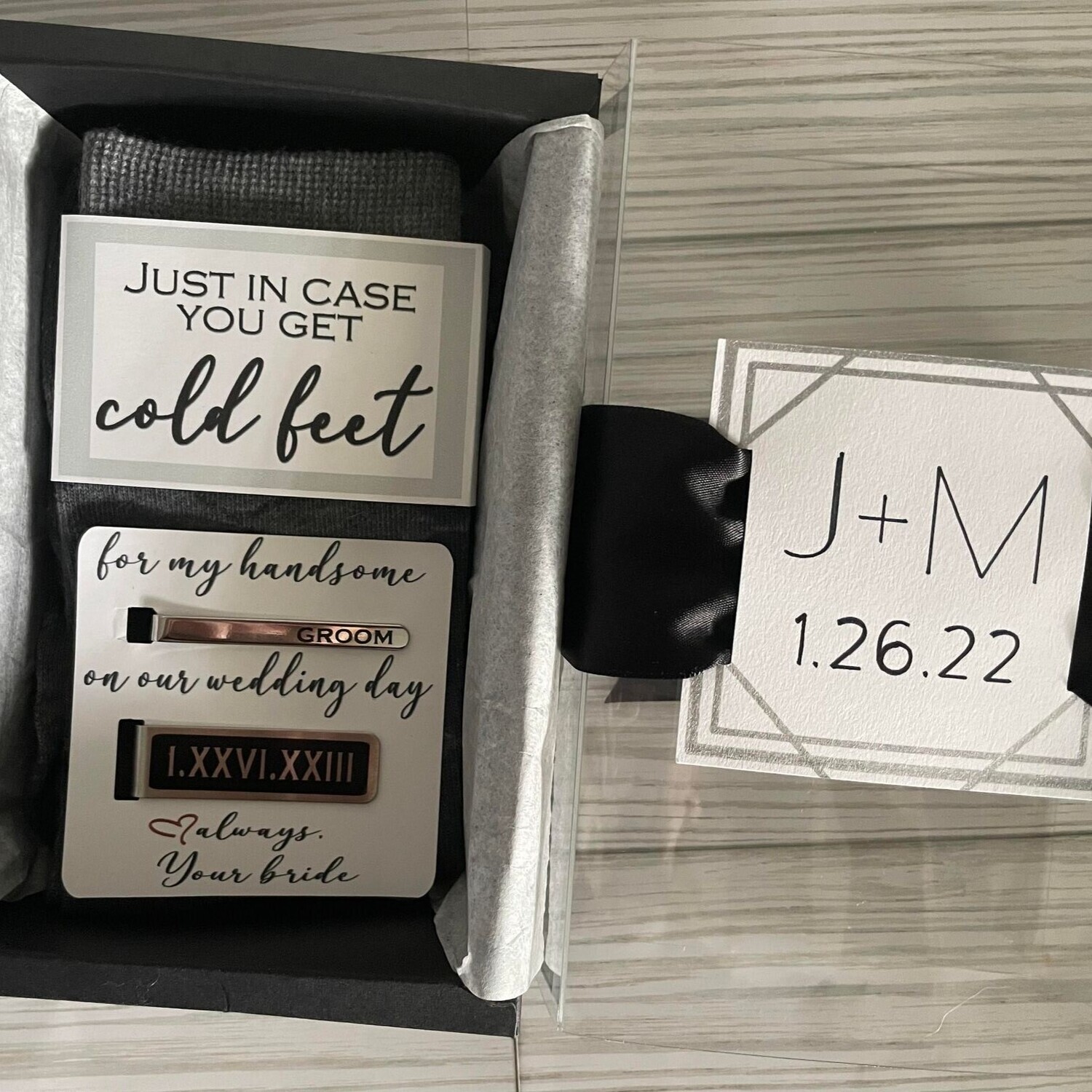 Groom’s GIFT BOX // Tie Clip, Money Clip &amp; Dress Socks