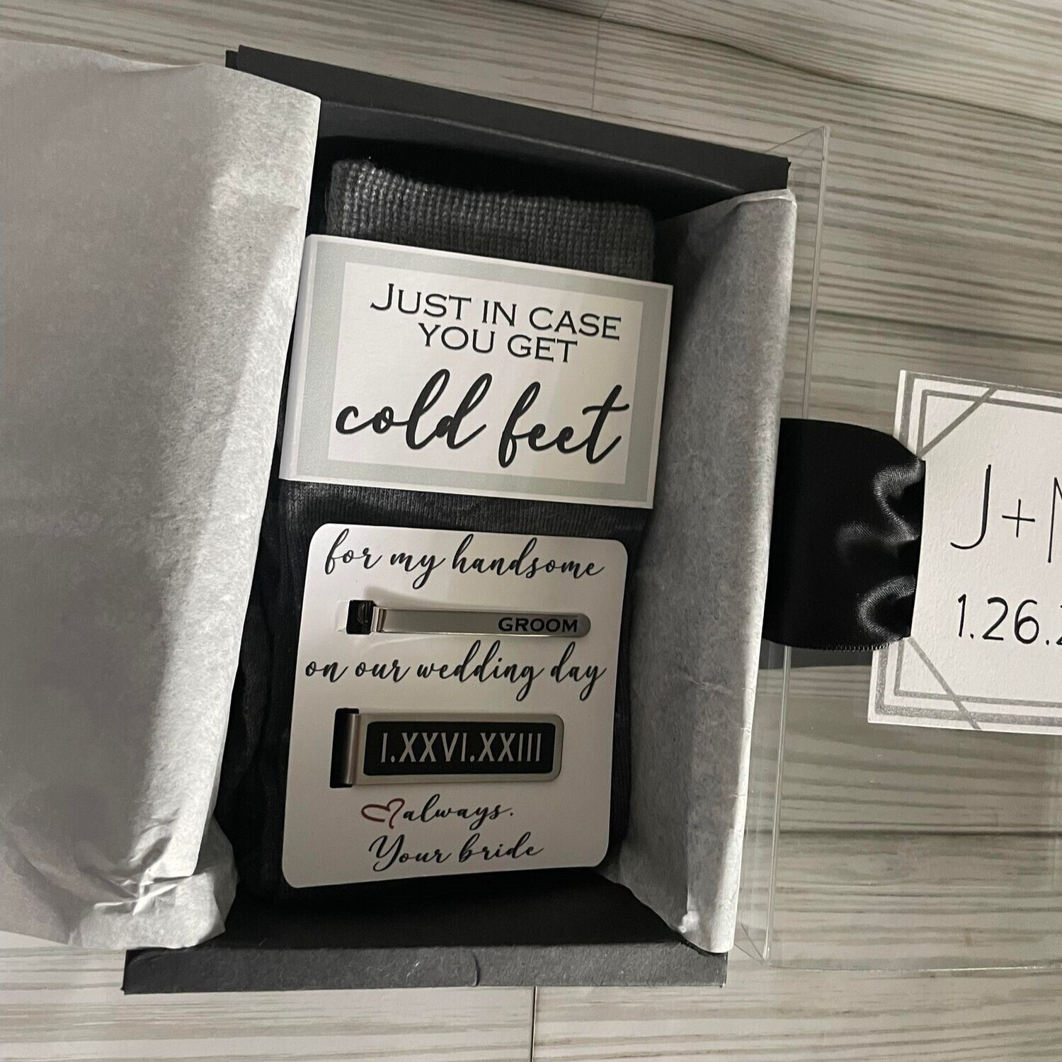 Groom’s GIFT BOX // Tie Clip, Money Clip &amp; Dress Socks