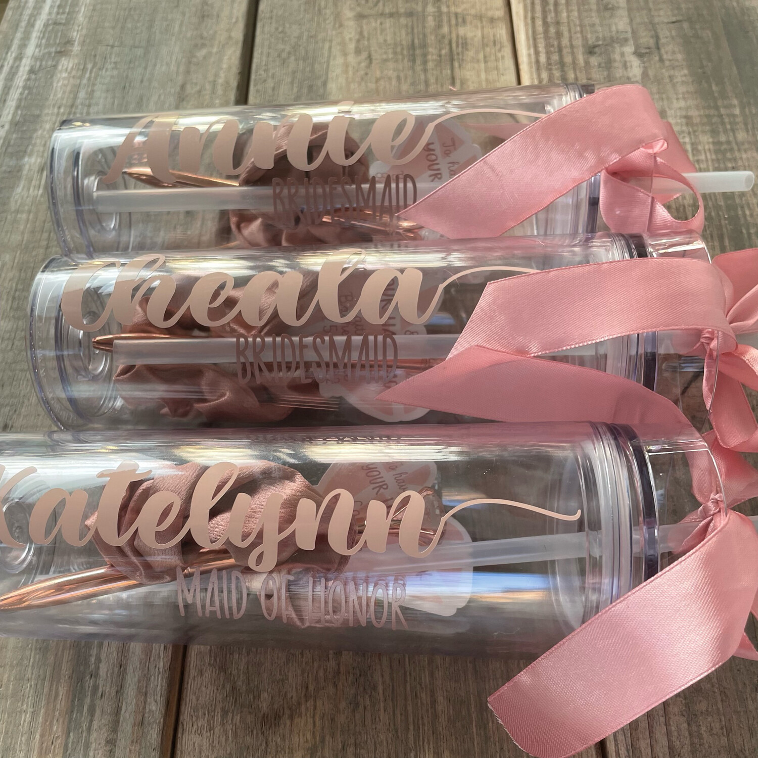 Tall Skinny Bridesmaid Tumblers Wedding Cups