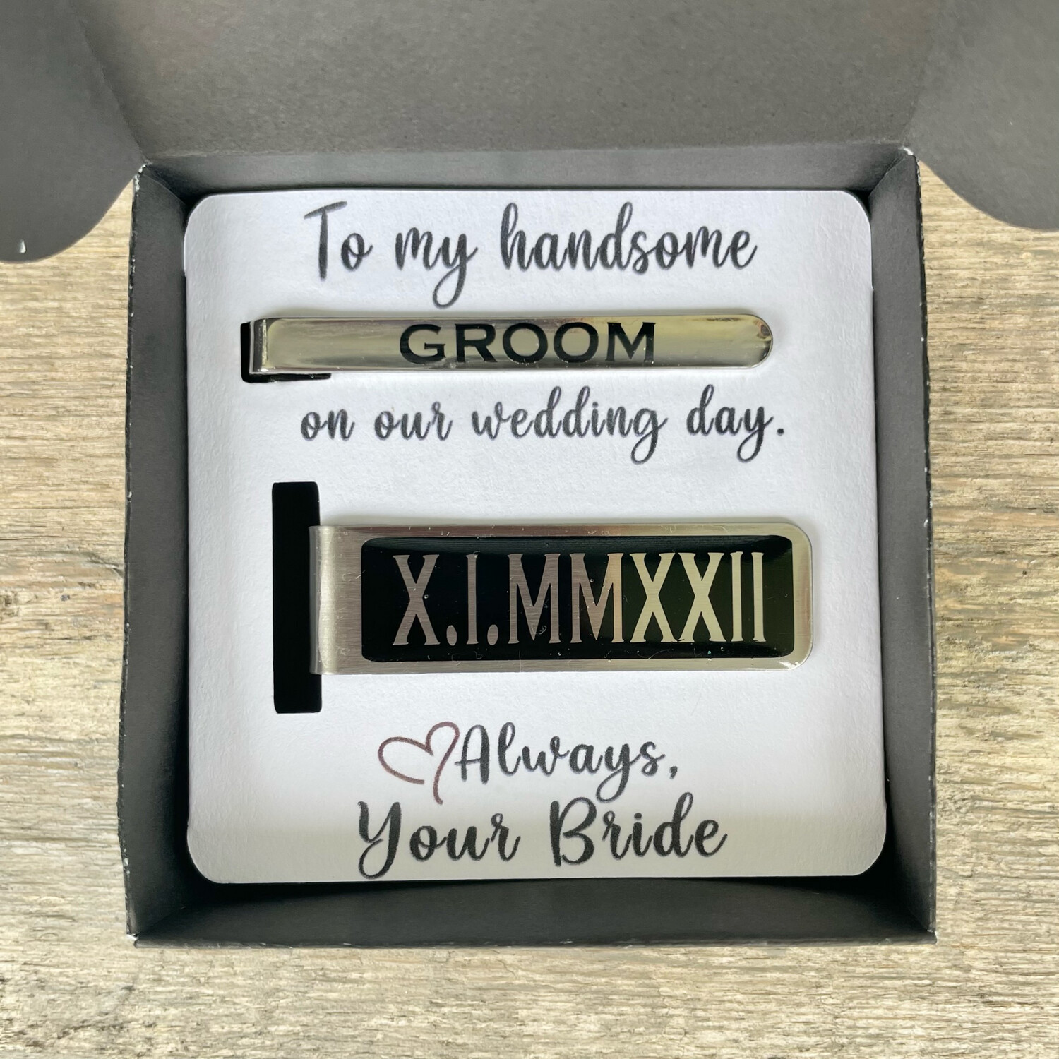 Groom&#39;s Gift Box // Tie Clip &amp; Money Clip