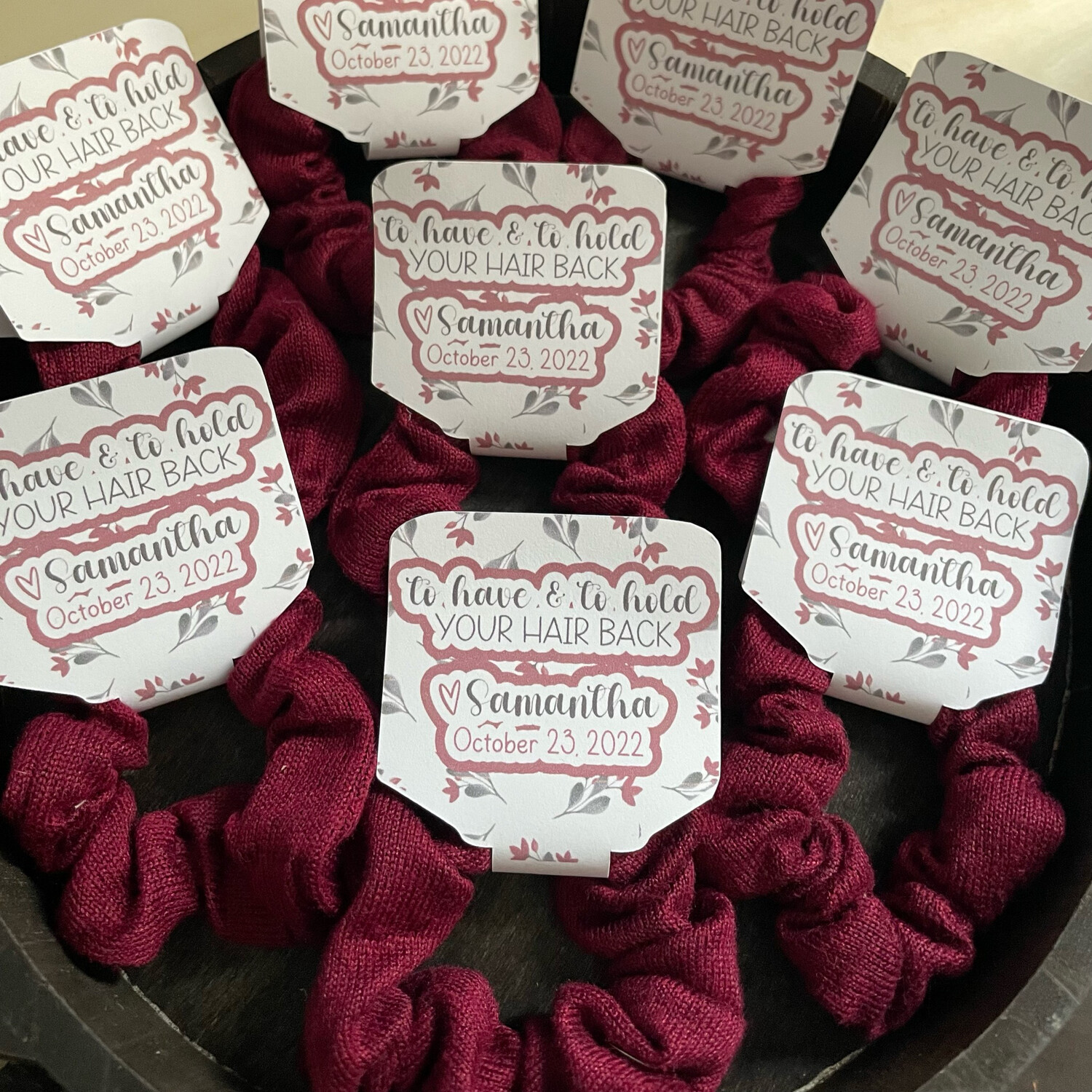 Custom Labeled Scrunchie Favors 