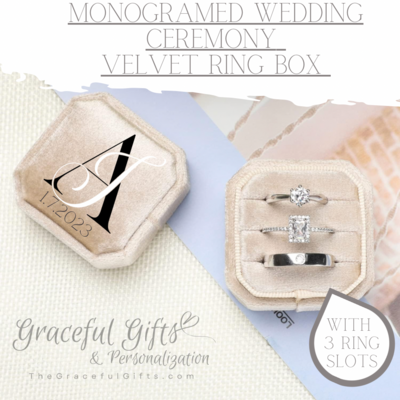 Monogramed Wedding Ceremony Ring Box