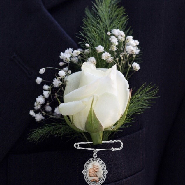 Groom’s Boutonnière Memorial Photo Brooch Pin