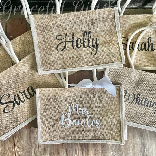Large Personalized Jute Tote bag