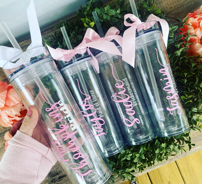 Tall Skinny Bridesmaid Tumblers Wedding Cups