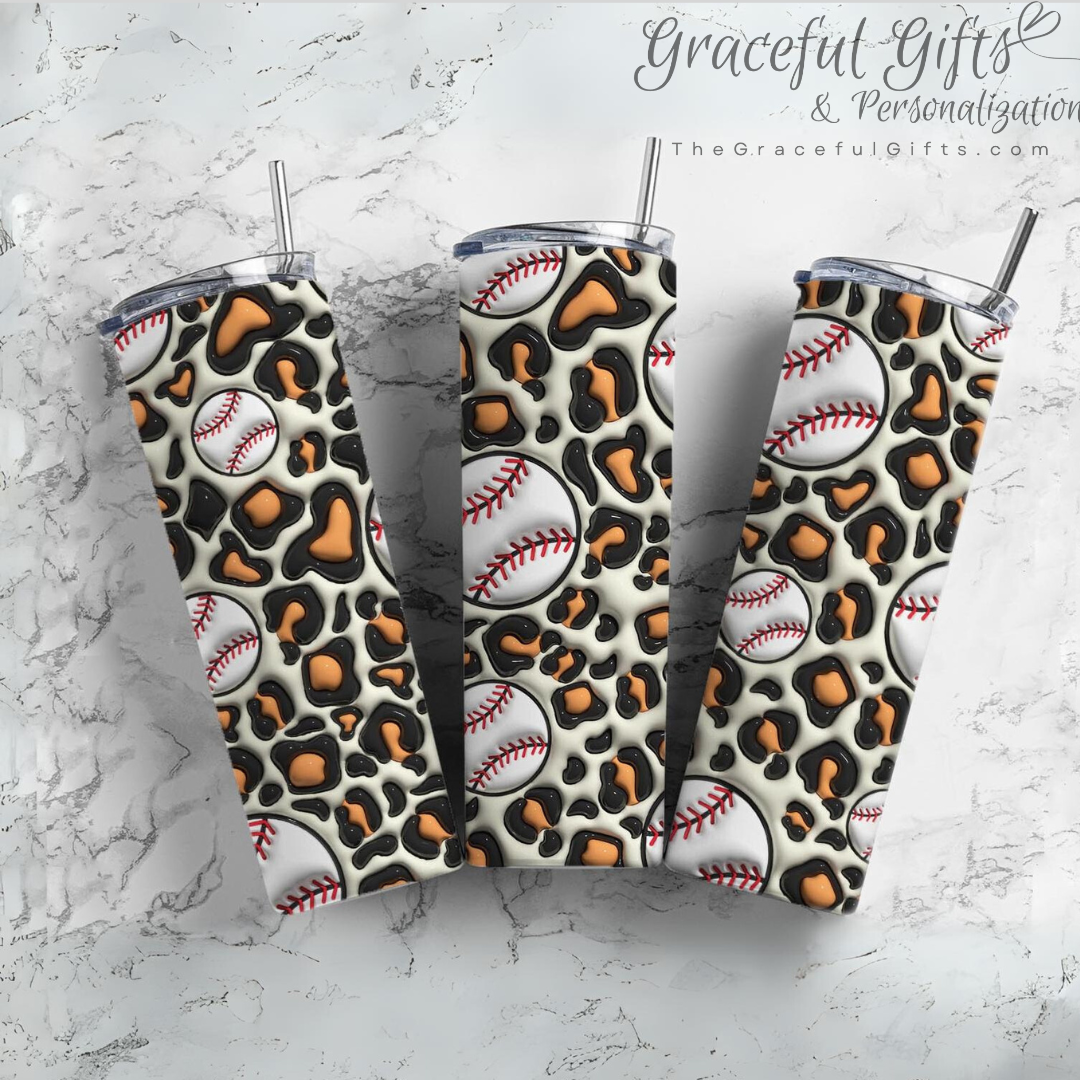 Leopard Baseball 3D Insulated Tumbler