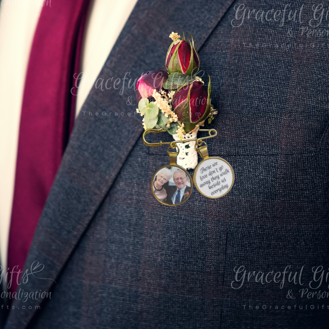 Groom’s Boutonnière Memorial Photo Brooch Pin