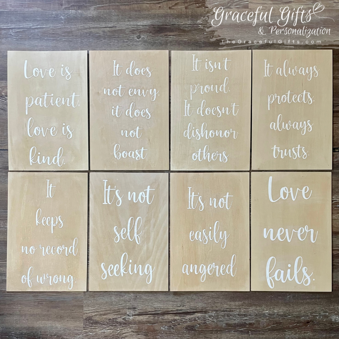 1 Corinthians 13 Wooden Wedding Aisle Signs