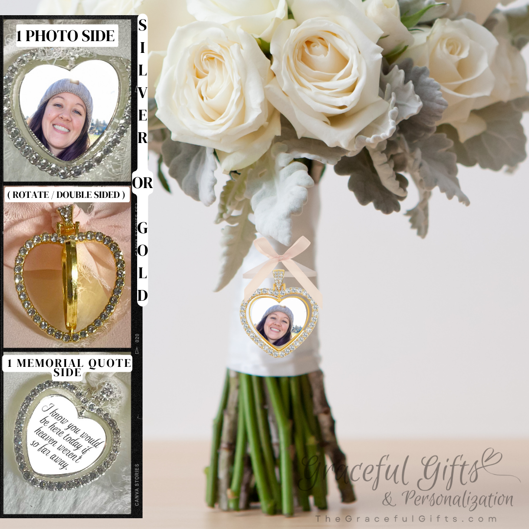 Memorial Spinning Heart Photo Pendant