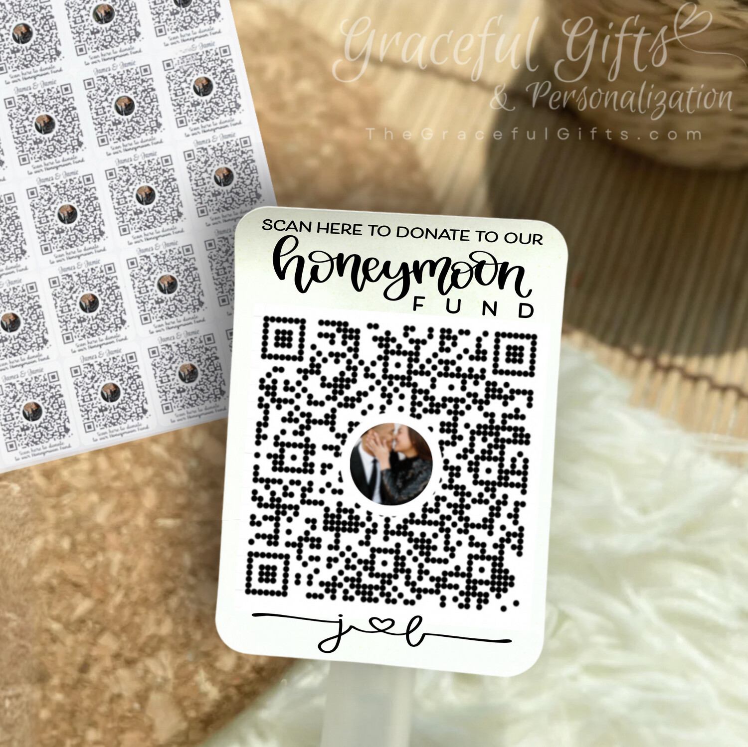 Honeymoon FUND QR Code WEDDING Stickers