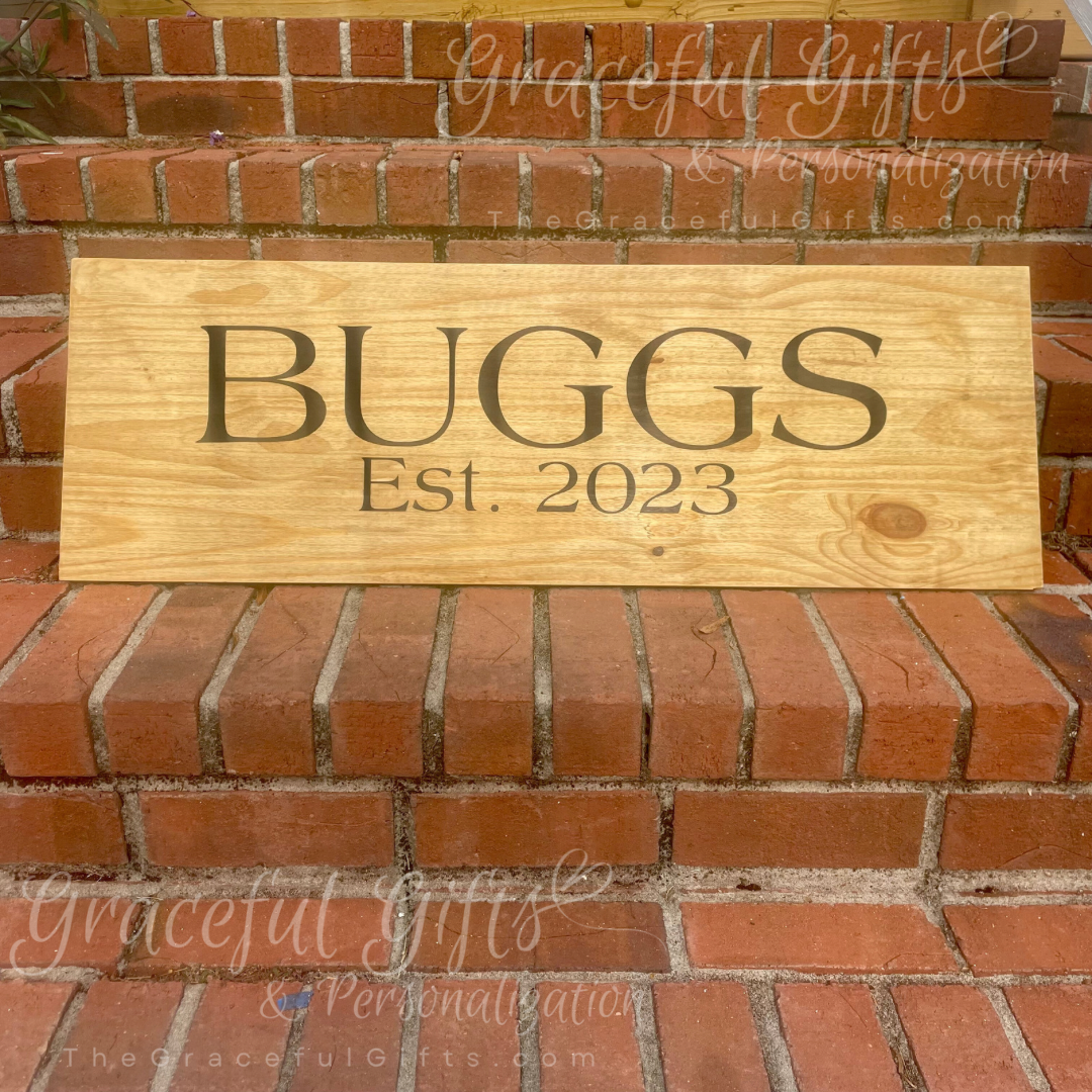 Family Name EST Year Wooden Sign