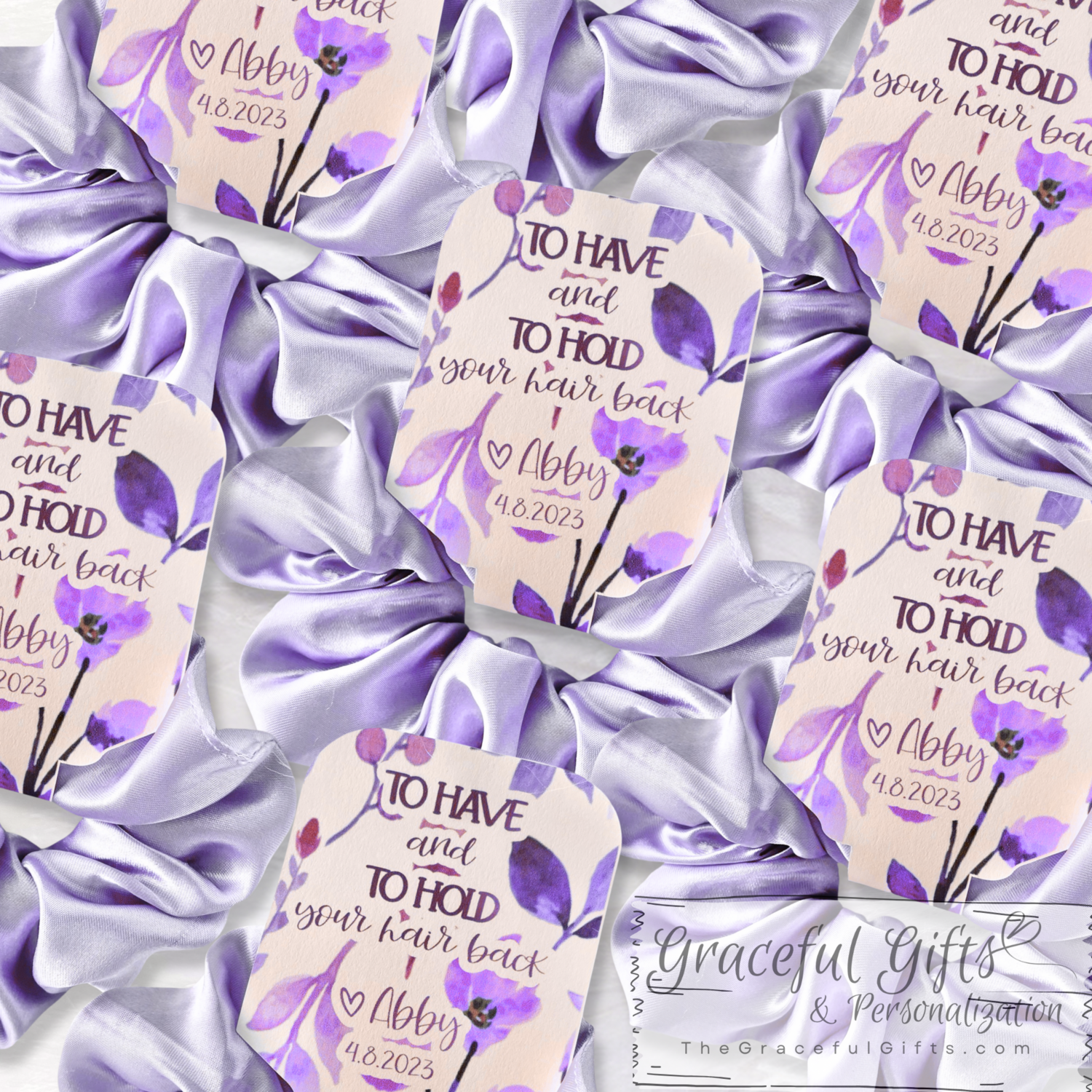 Custom Labeled Scrunchie Favors 