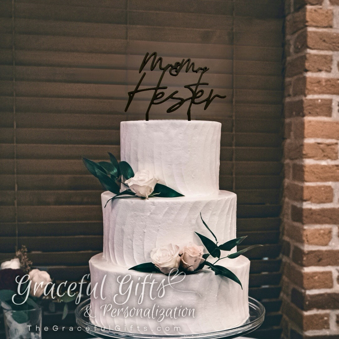 Personalized Laser Cut Wedding Cake Topper