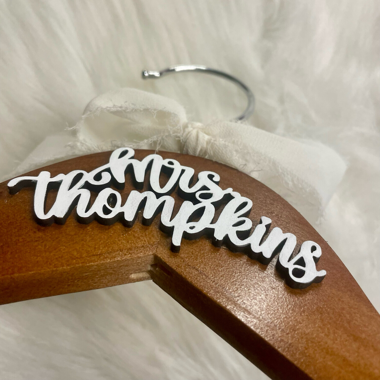 Wooden Wedding Hanger (3D Laser Cut Text)