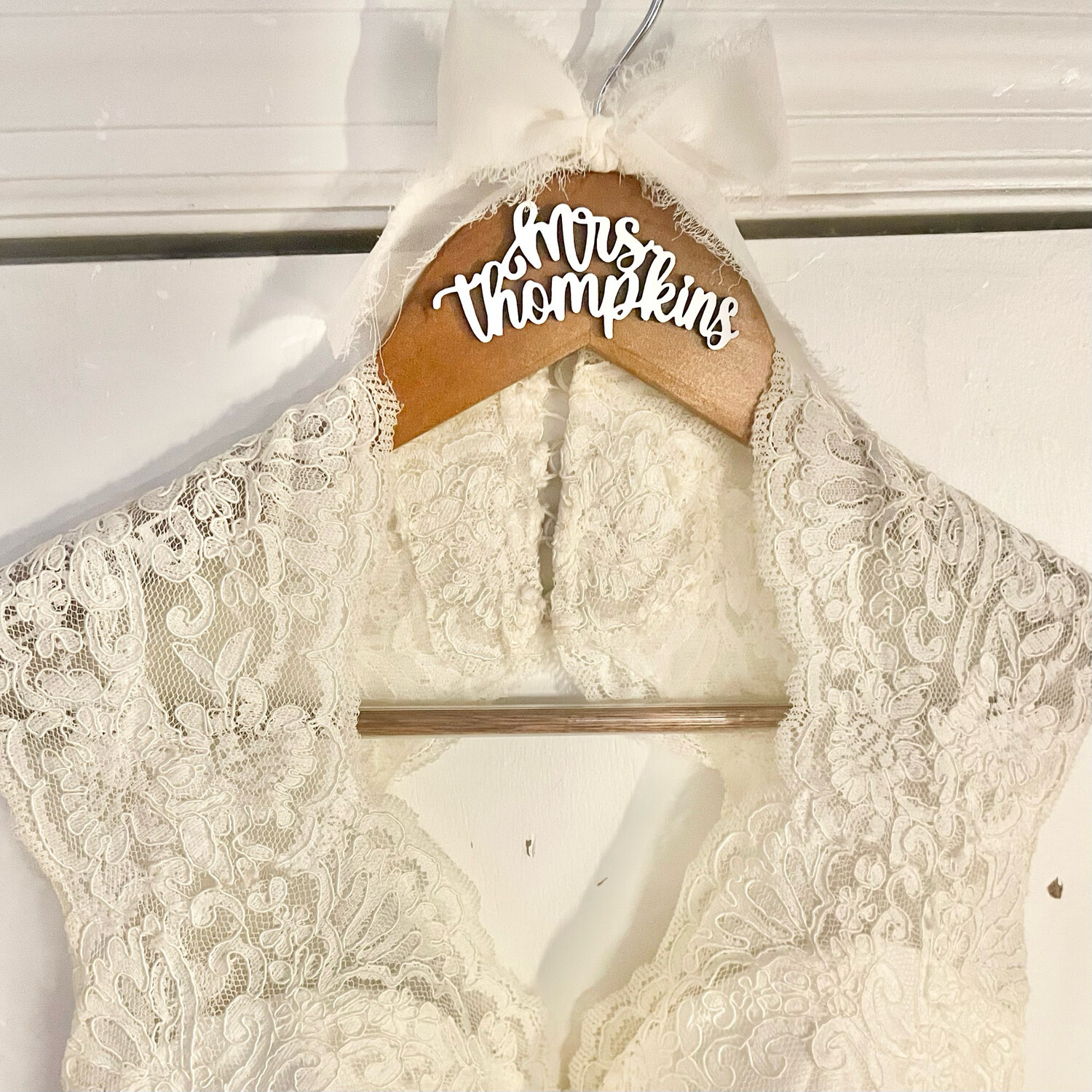 Wooden Wedding Hanger (3D Laser Cut Text)