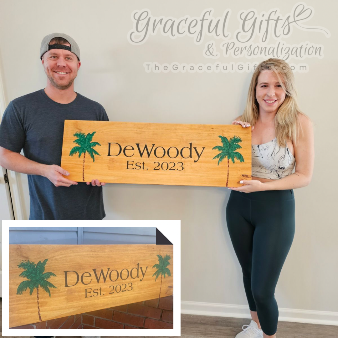 Family Name EST Year Wooden Sign