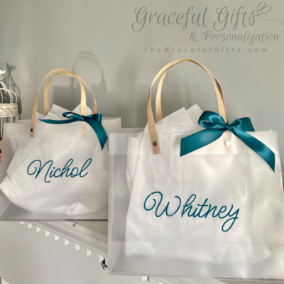 Frosted Bridesmaid’s Gift Bags Transparent &amp; Personalized